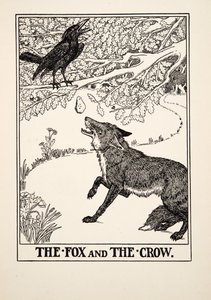 El zorro y el cuervo, de Cien fábulas de Esopo, pub.1903
