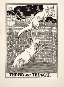 El zorro y la cabra, de Cien fábulas de Esopo, pub.1903