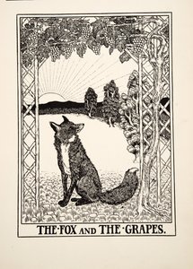 El zorro y las uvas, de Cien fábulas de Esopo, pub.1903