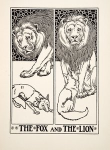 El Zorro y el León, de Cien Fábulas de Esopo, pub. 1903 de Percy J. Billingshurst