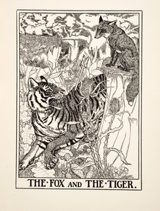 El Zorro y el Tigre, de Cien Fábulas de Esopo, pub. 1903 de Percy J. Billingshurst