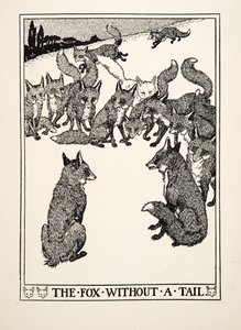 El zorro sin cola, de Cien fábulas de Esopo, pub.1903 de Percy J. Billingshurst
