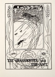 La cigarra y la hormiga, de Fábulas de Fontaine, pub. 1905