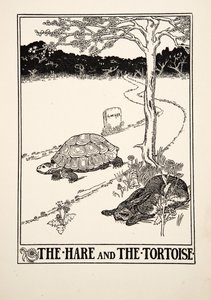 La liebre y la tortuga, de Cien fábulas de Esopo, pub.1903 de Percy J. Billingshurst
