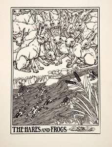 Las liebres y las ranas, de Cien fábulas de Esopo, pub.1903
