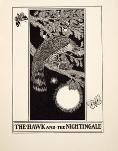 El Halcón y el Ruiseñor, de Cien Fábulas de Esopo, pub.1903