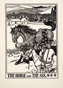 El caballo y el asno, de Cien fábulas de Esopo, pub.1903