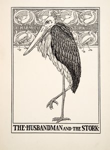 El labrador y la cigüeña, de Cien fábulas de Esopo, pub.1903 de Percy J. Billingshurst