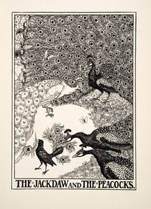 La grajilla y los pavos reales, de Cien fábulas de Esopo, pub.1903