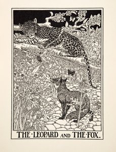 El Leopardo y el Zorro, de Cien Fábulas de Esopo, pub.1903
