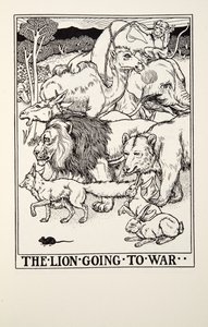 El león yendo a la guerra, de Fábulas de Fontaine, pub. 1905