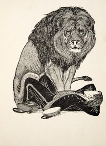 El león y su cuidador, de Cien anécdotas de animales, pub. 1924 de Percy J. Billingshurst