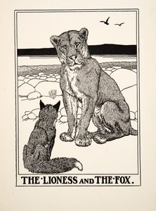 La leona y el zorro, de Cien fábulas de Esopo, pub.1903