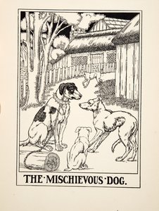 El perro travieso, de Cien fábulas de Esopo, pub. 1903 (grabado)