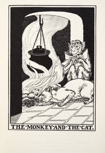 El mono y el gato, de las Fábulas de Fontaine, pub. 1905