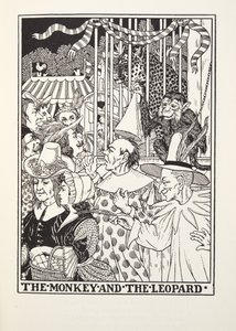 El mono y el leopardo, de las Fábulas de Fontaine, pub. 1905