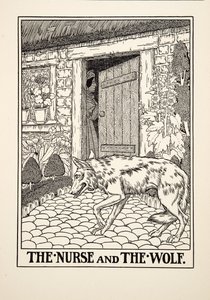 La Nodriza y el Lobo, de Cien Fábulas de Esopo, pub.1903