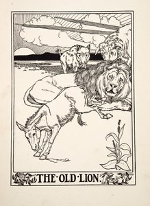 El viejo león, de Cien fábulas de Esopo, pub.1903 de Percy J. Billingshurst
