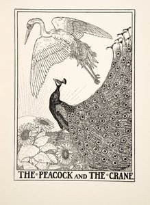 El Pavo Real y la Grulla, de Cien Fábulas de Esopo, pub.1903