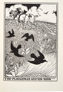 El Labrador y sus Hijos de Fábulas de Fontaine, pub. 1905