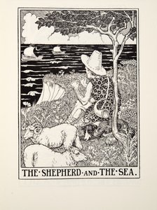 El pastor y el mar, de Fábulas de Fontaine, pub. 1905
