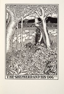 El pastor y su perro, de Fábulas de Fontaine, pub. 1905
