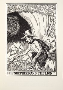 El pastor y el león, de Fábulas de Fontaine, pub. 1905