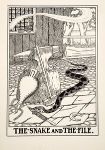 La serpiente y la lima, de Cien fábulas de Esopo, pub.1903 (grabado) de Percy J. Billingshurst