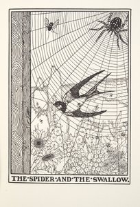 La araña y la golondrina, de las Fábulas de Fontaine, pub. 1905