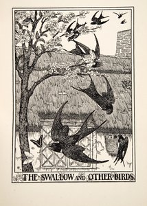 La golondrina y otras aves, de Cien fábulas de Esopo, pub.1903
