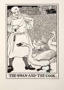 El cisne y el cocinero, de Fábulas de Fontaine, pub. 1905 de Percy J. Billingshurst
