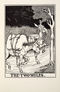 Los dos mulos, de Fábulas de Fontaine, pub. 1905