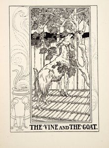 La Vid y la Cabra, de Cien Fábulas de Esopo, pub.1903 de Percy J. Billingshurst