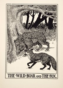 El Jabalí y el Zorro, de Cien Fábulas de Esopo, pub. 1903