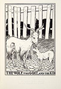 El Lobo, la Cabra y el Cabrito, de las Fábulas de Fontaine, pub. 1905 de Percy J. Billingshurst