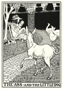 Fábulas de La Fontaine: El asno y el perrito (litografía) de Percy James Billinghurst