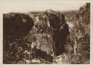 El desfiladero desde el hotel, Cataratas Victoria (foto en blanco y negro) de Percy M. Clark