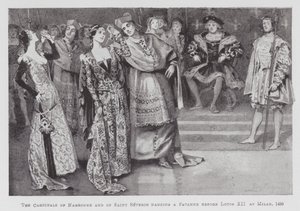 Baile: Los Cardenales de Narbona y de Saint Severin bailando una Pavana ante Luis XII en Milán