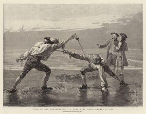 Tipos de esgrima antigua, un duelo con espadas pequeñas en 1760