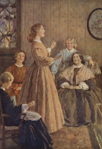Ilustración para Mujercitas de Louis M Alcott (litografía en color)
