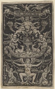 Panel de ornamento con una sátiro alimentando a dos niños de Peregrino da Cesena