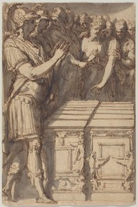 Alejandro consagra los altares a los doce dioses olímpicos de Perino del (1501-47) Vaga
