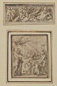 Dios del río rodeado de putti; y Triunfo de Marcus Furius Camillus