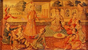 Un cofre de papel maché lacado tardío Zand, c.1794-95 de Persian School