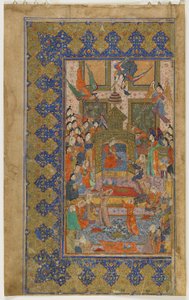 Bilqis en el trono de un Khamsa (Quinteto), c.1560 de Persian School