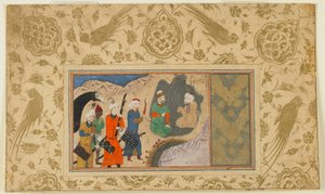 Folio de un texto no identificado; Iskandar (?) visita a un ermitaño, Irán, c.1500 de Persian School