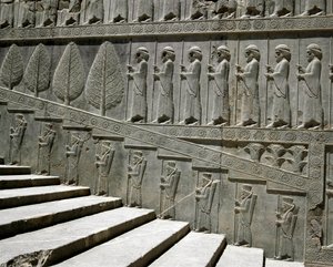 Guardias de Susa y Persia. Relieves de la escalera oriental de la Apadana, siglo VI a.C. de Persian School