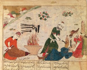 Tortura de uno de los guardias de Haftvad, del Shahnama (Libro de los Reyes) por Abul-Qasim Manur Firdawsi de Persian School