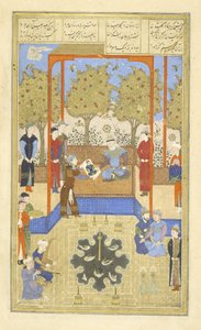Persa 239 fol.30b Retrato del infante Rustam mostrado a Sām, ilustración del 