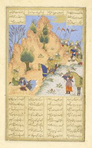 Iskandar consuela al moribundo Dar, ilustración del Shahnama (Libro de los Reyes) de Persian School